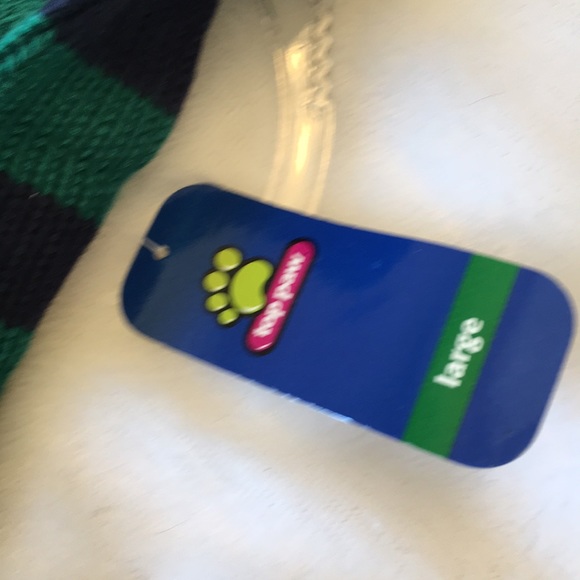 COPY - Blue and Green Striped Cable Knit Dog Sweater L - Picture 6 of 8